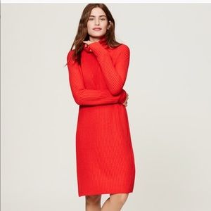 Loft red chunky knit turtleneck dress.